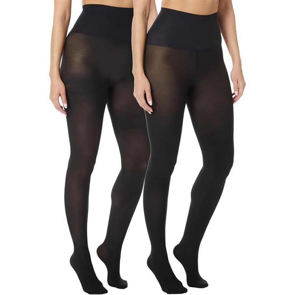 Commando Tight Women's Medium Black Stretch Sheer Elastic Waist 2-Pack DDR205